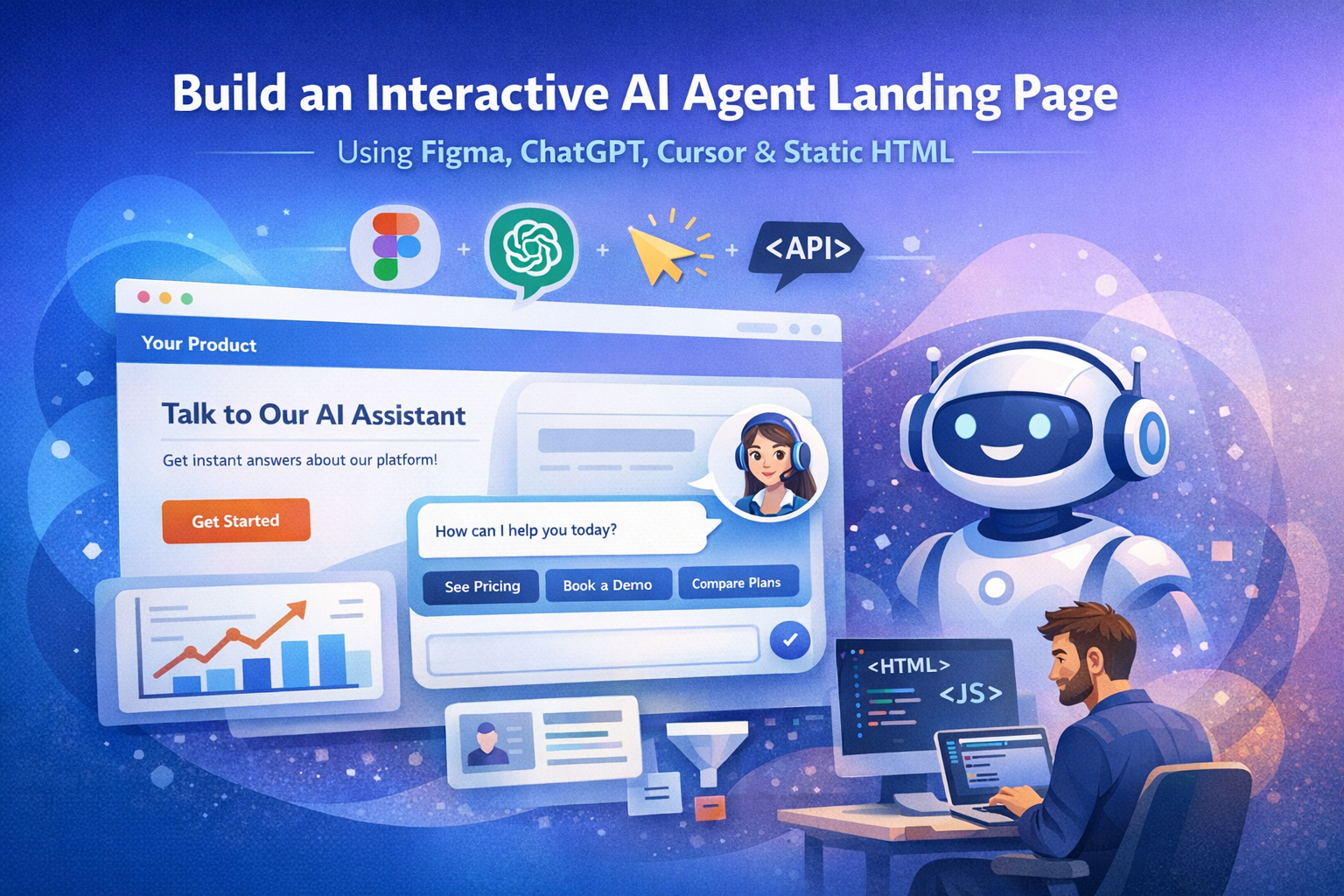 Interactive AI Agent Landing Page - Figma, Cursor, ChatGPT